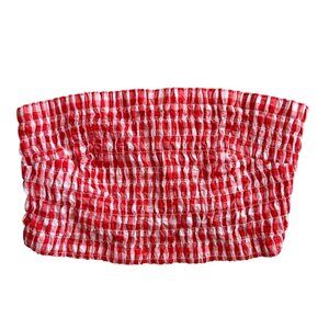 Universal Thread Gingham Smocked Tube Top Red Large‎ Americana Euro Summer